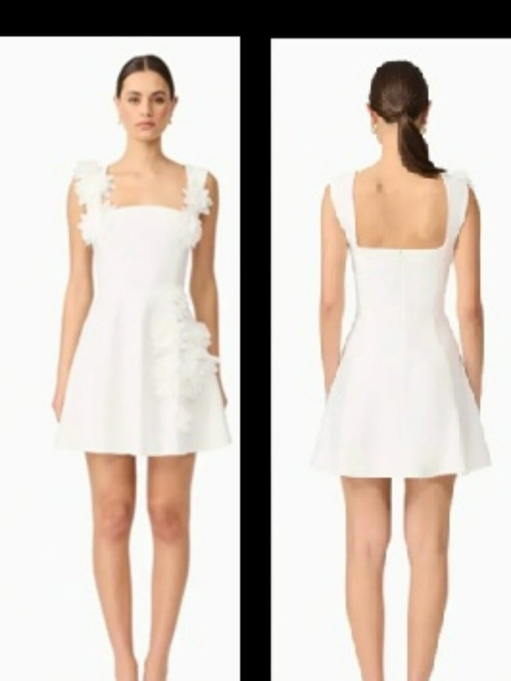 Elliatt Jada Floral Mini Fit and Flare Dress in White Sz S